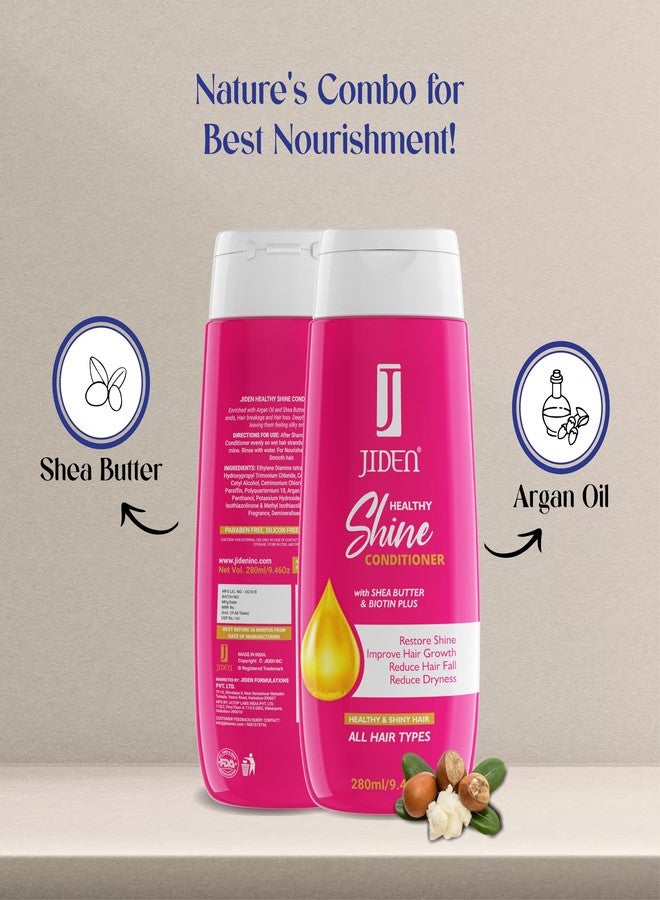 JIDEN Healthy Shine Conditioner with Shea Butter and Argon Oil - 280 ml, Shiny and Silky-Smooth Hair, Reduces Hair Frizz, Tangles and Dullness, Suitable for All Hair Type, Conditioner for Men & Women - Image 3