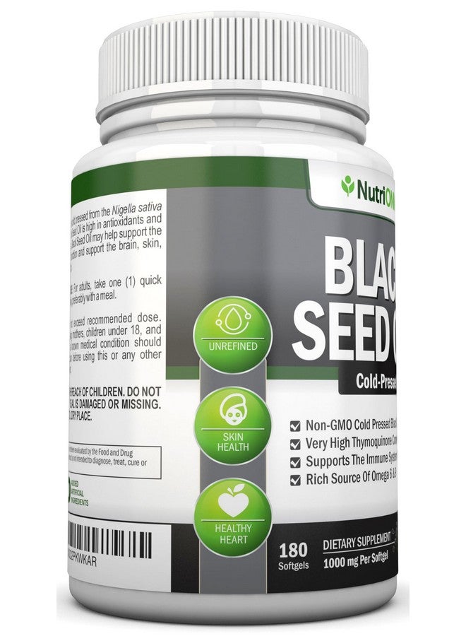 NutriONN Black Seed Oil - 1000 Mg - 180 Softgels - Cold-Pressed Non-GMO Black Cumin Seed Capsules - Super High Thymoquinone Content - Nigella Sativa - Rich in Omega 6 & 9 Fatty Acids - Immune Health Support - Image 4
