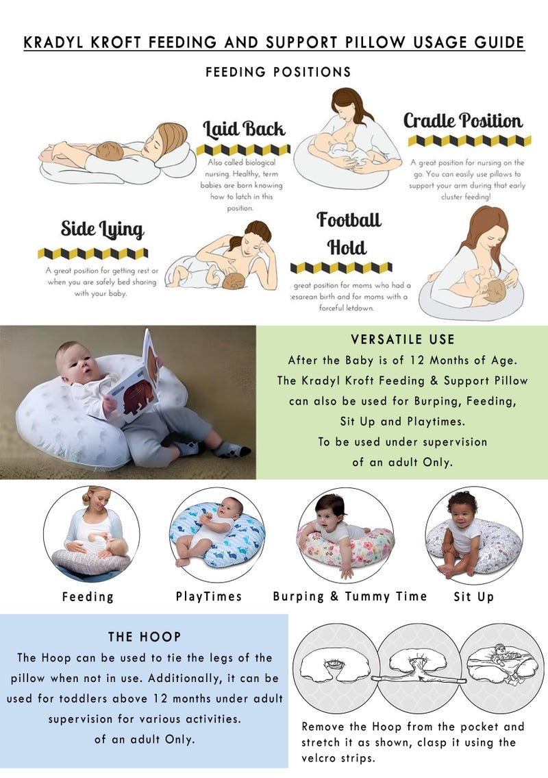 Kradyl Kroft 5in1 Baby Feeding Pillow with 100% Cotton Removable Cover | Breastfeeding Pillow | Nursing Pillow with Belt and Hoop (Nova) - Image 5