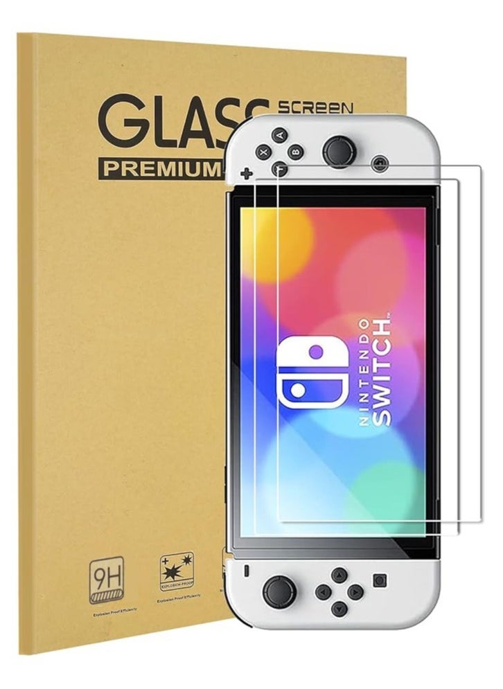 Generic 2-Pack Tempered Glass Screen Protector Compatible with Nintendo Switch OLED model , 9H Ultra Clear & Hardness & Scratch Resistant & Easy Installation  - Image 1