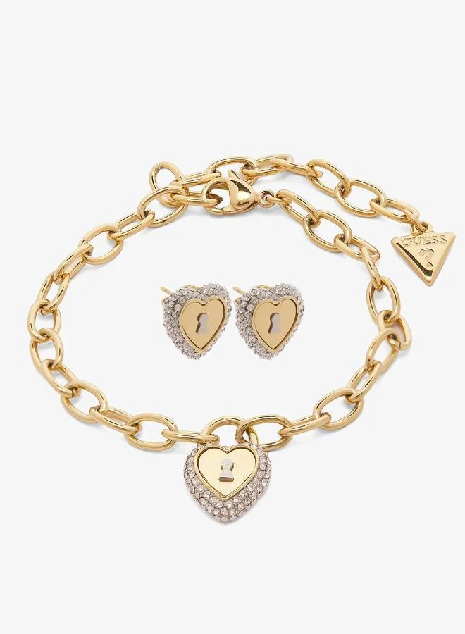 Heart Lock Bracelet And  Studs