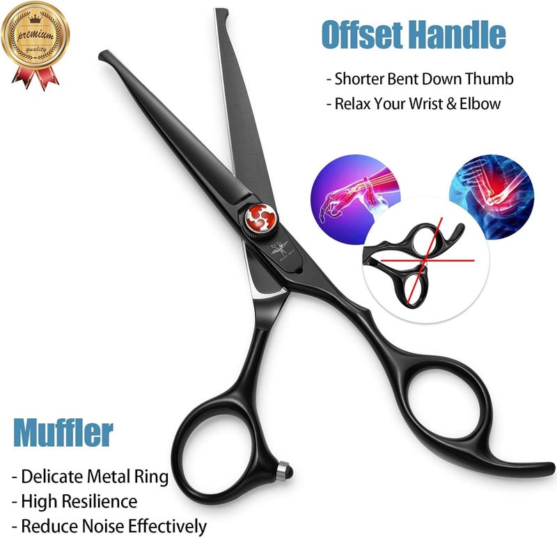 PURPLEBIRD 6 Inch Hair Cutting Shears Kids Safety Rounded Tips Hair Scissors Professional Hairdressing Haircut Salon, Barbers, Children, Baby and Personal Home Usage, Japanese Stainless Steel Black - Image 3
