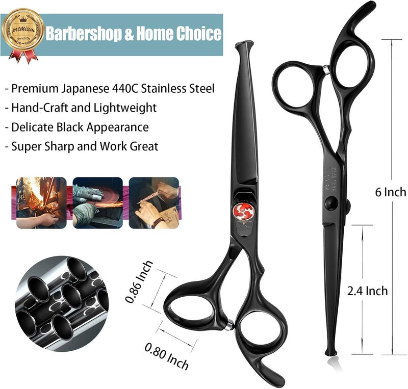 PURPLEBIRD 6 Inch Hair Cutting Shears Kids Safety Rounded Tips Hair Scissors Professional Hairdressing Haircut Salon, Barbers, Children, Baby and Personal Home Usage, Japanese Stainless Steel Black - Image 4