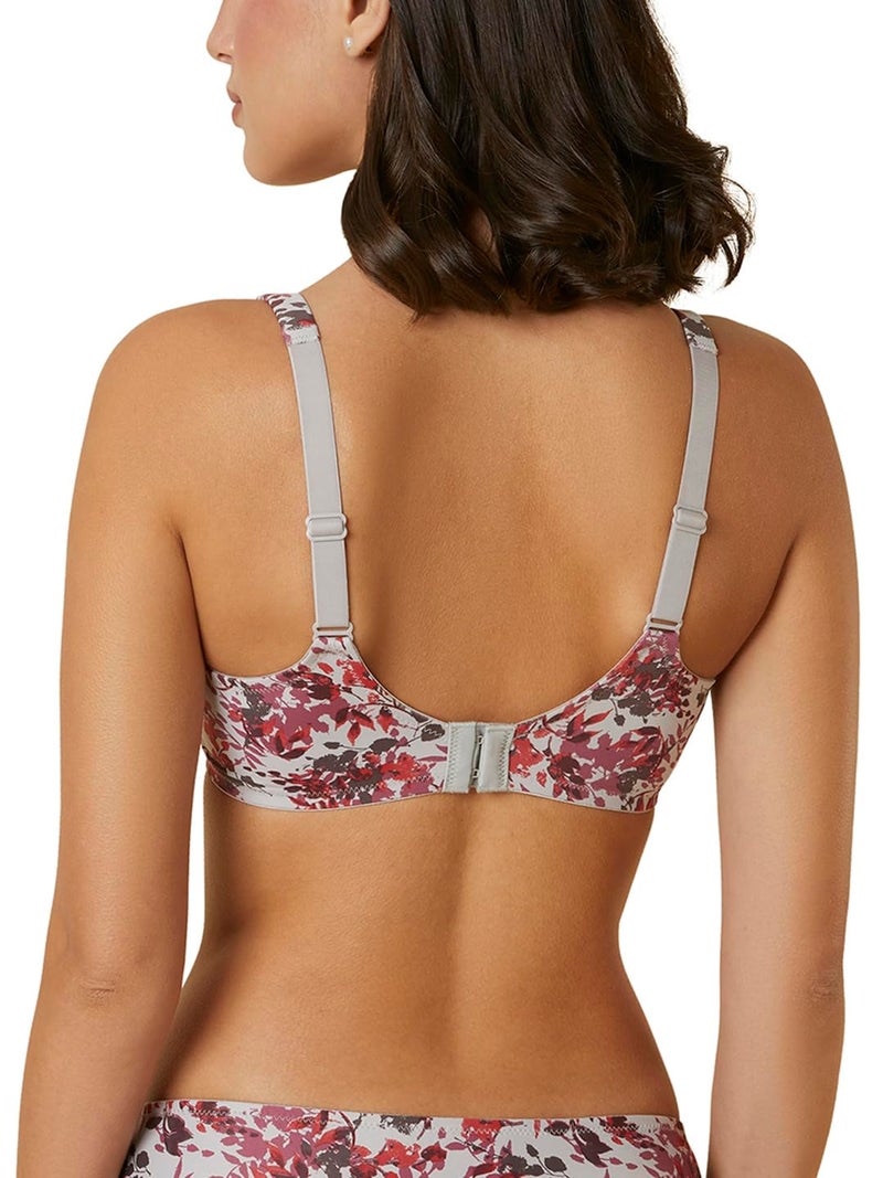 Triumph Minimizer Bra for Women| Non Wired Non Padded Minimizer Bra My Flower Series Full Coverage Lingerie Visually Reduces Bust| Wireless Floral Microfiber Support Bra Grey 36D Pack of 1 - Image 3