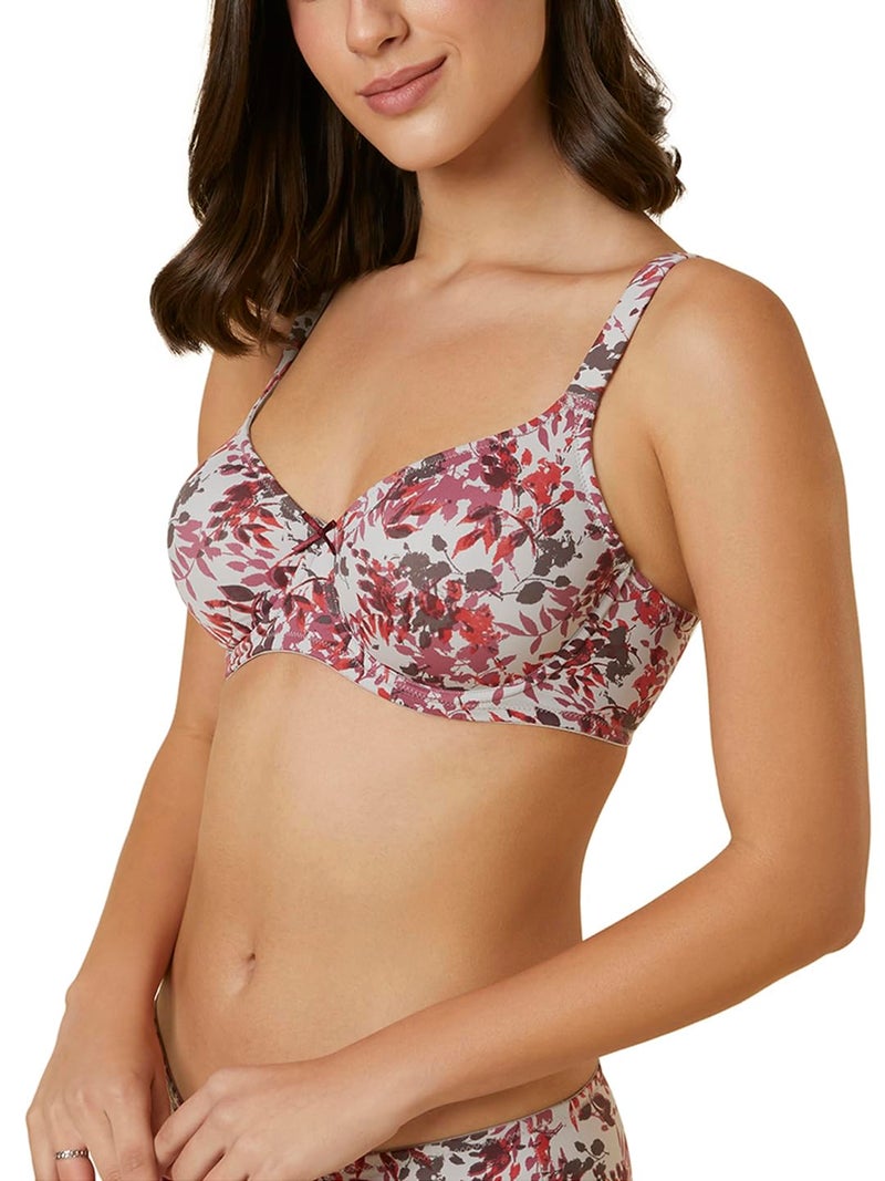 Triumph Minimizer Bra for Women| Non Wired Non Padded Minimizer Bra My Flower Series Full Coverage Lingerie Visually Reduces Bust| Wireless Floral Microfiber Support Bra Grey 36D Pack of 1 - Image 2