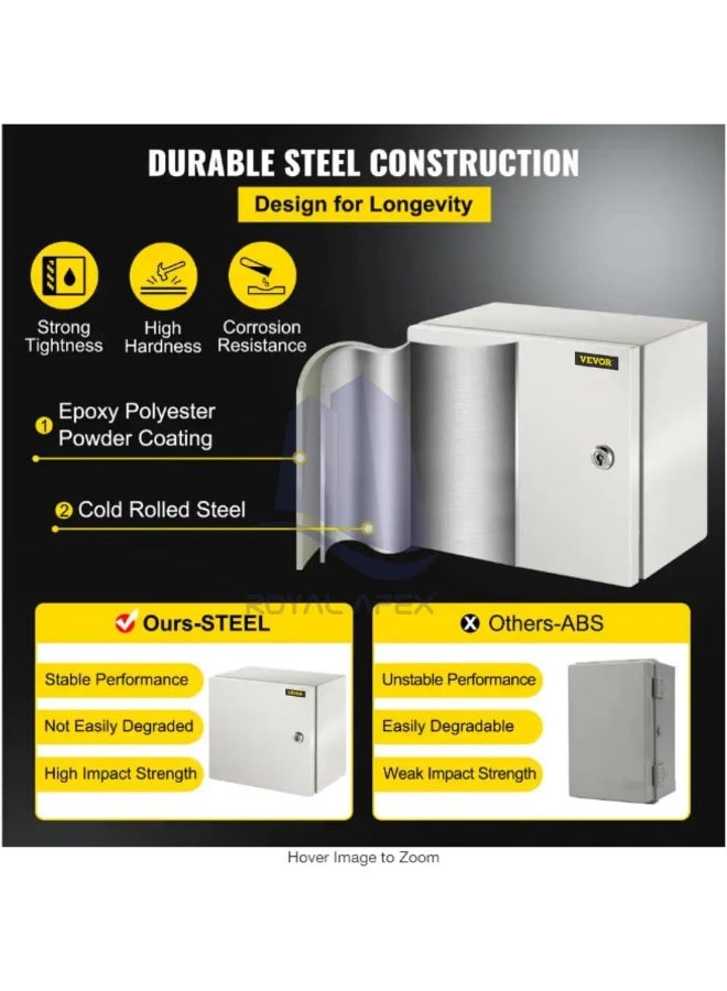 Royal Apex Royal Apex Wall-Mounted Metal Enclosure Waterproof Ip65 Outdoor/Indoor Dustproof Panel Box (250X200X150)  - Image 3