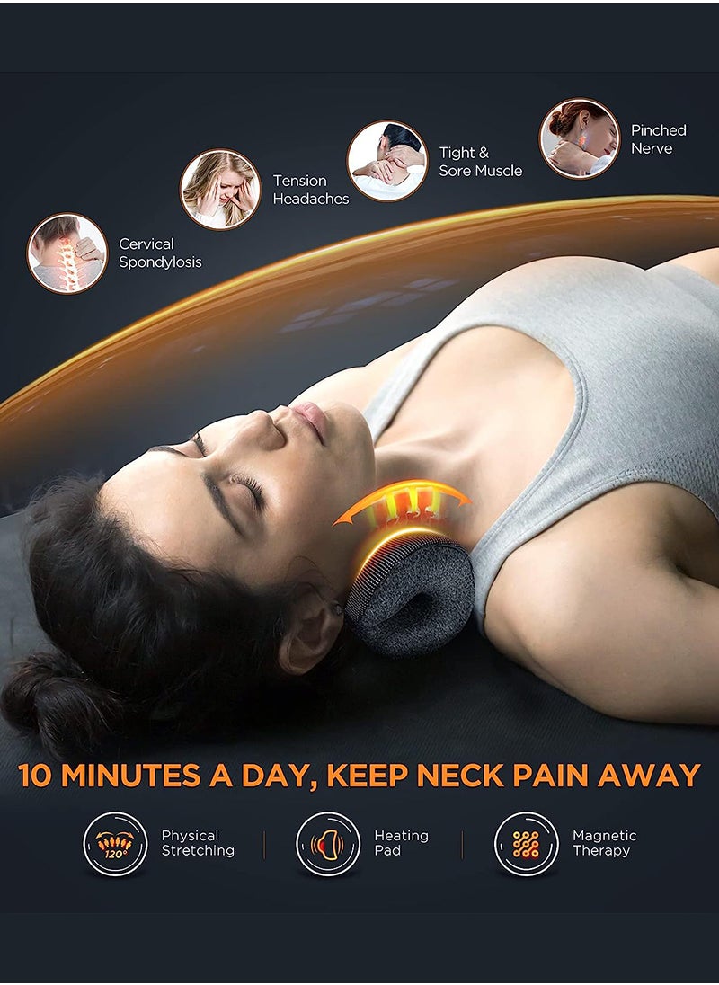 ETG Deep Neck Pain Relief w/Conductive Magnetic Therapy Heated Neck Stretcher, Graphene-Tech Instant Heating Cervical Traction Device Pillow, Smart Control Neck Hump Corrector Relax Gifts For TMJ Migraine  - Image 5