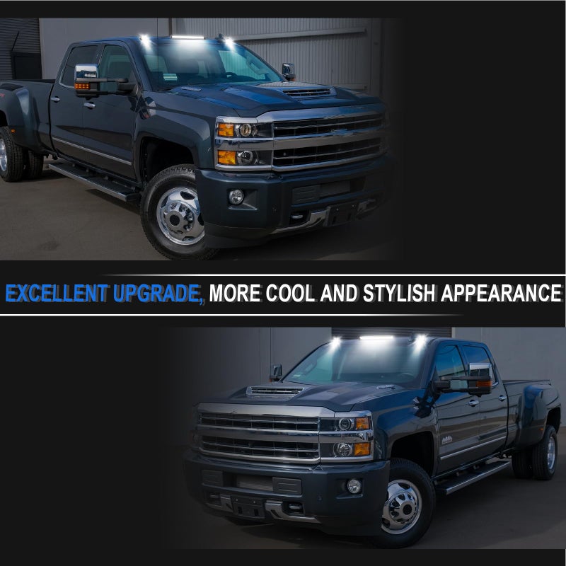 SHINEFIT White LED Cab Lights Replacement for 2015 2016 2017 2018 2019 Silverado Sierra 2500 3500 2500HD 3500HD Clear Top Cab Roof Clearance Lights - Image 5