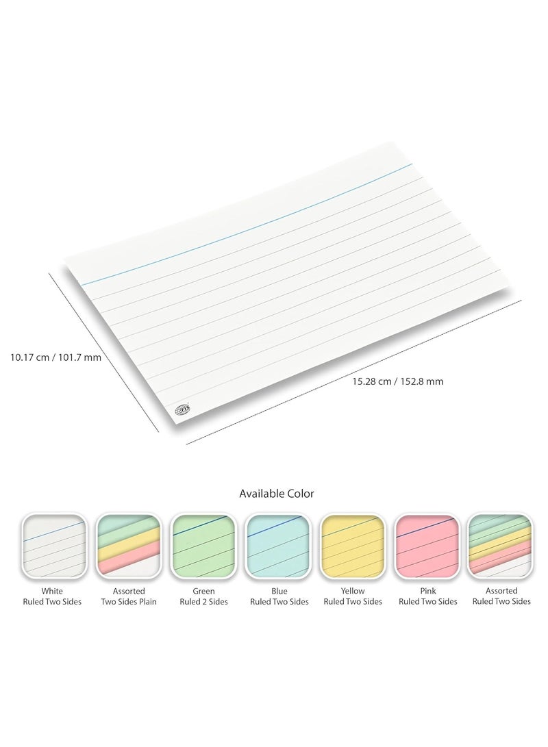FIS® Ruled Record Cards or Index Cards, Size:6"x4" Inches (152x102mm), Two Sides Single Ruled, 180gsm, 100 Sheets Per Packet, Packet of 3 Pieces, White Color-FSIC64-180-3 - Image 5