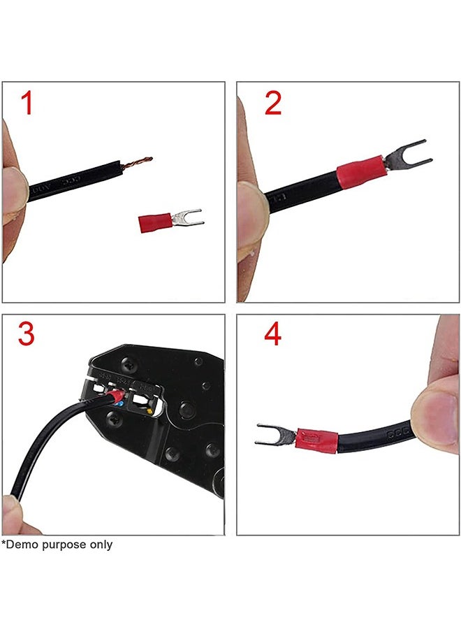 Crimping Tool Set Ratcheting Wire Crimper Tool with 5 PCS Interchangeable Dies Ratchet Crimping Tool Kit For Heat Shrink Connectors, Non-Insulated, Insulated, Ferrule Terminals