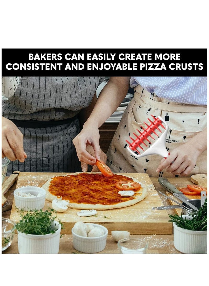 Y&D - Pizza Dough Roller and Docker Set, Docking Tool for Home & Commercial Kitchen - Making Accessories That Prevent from Blistering, Time-saver Docker, Red - Image 1