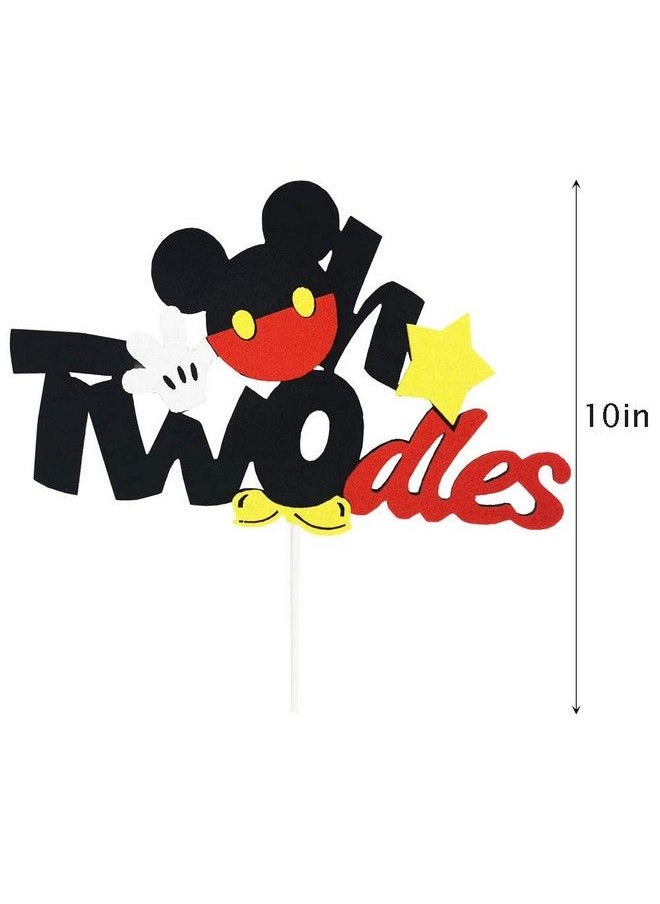CHuangQi - Oh Twodles Cake Topper, Mickey Themed 2Nd Birthday Cake Decor, Second Birthday Party Supplies - Image 1
