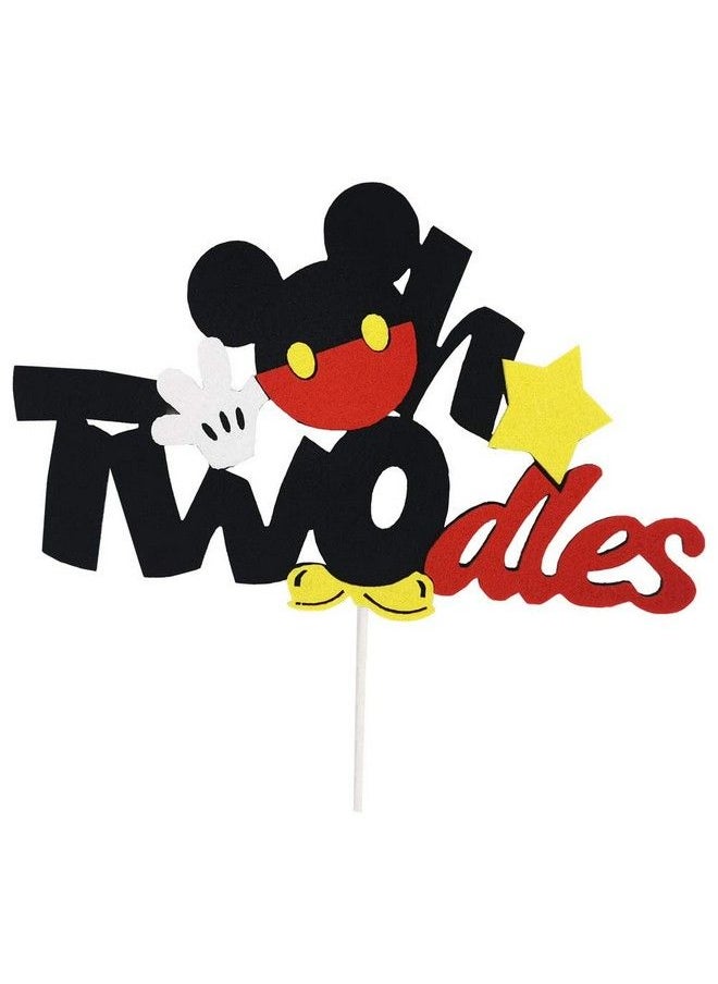 CHuangQi - Oh Twodles Cake Topper, Mickey Themed 2Nd Birthday Cake Decor, Second Birthday Party Supplies - Image 1