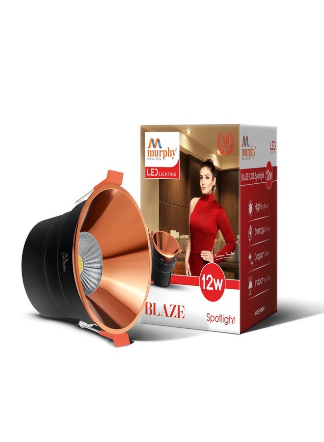 مورفي مصباح مورفي بليز COB بقوة 12 واط، هيكل أسود، طلاء نحاسي كامل، لون ذهبي وردي: أبيض دافئ، عبوة من قطعة واحدة - Image 1