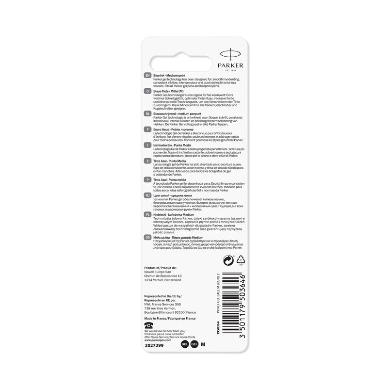 PARKER QUINK Ballpoint Pen Gel Ink Refills, Medium Tip, Blue, 2 Count - Image 4