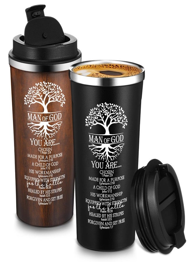 Ziliny 2 Pcs Christian Gifts for Men 17 oz Coffee Tumbler Inspirational Man of God Mugs Stainless Steel Tumbler with Lid Christmas Religious Spiritual Gift Set - Image 1