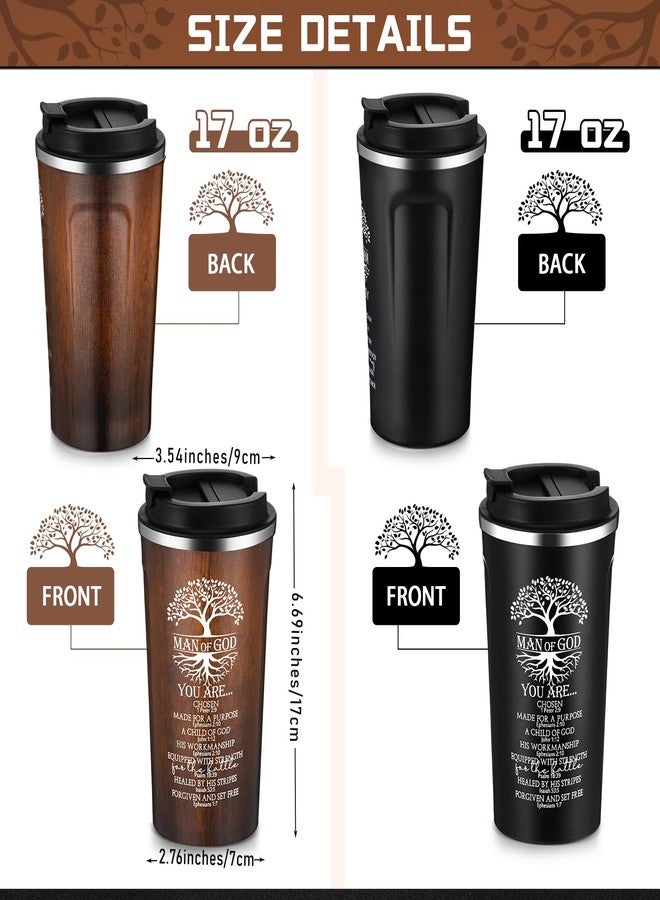 Ziliny 2 Pcs Christian Gifts for Men 17 oz Coffee Tumbler Inspirational Man of God Mugs Stainless Steel Tumbler with Lid Christmas Religious Spiritual Gift Set - Image 2
