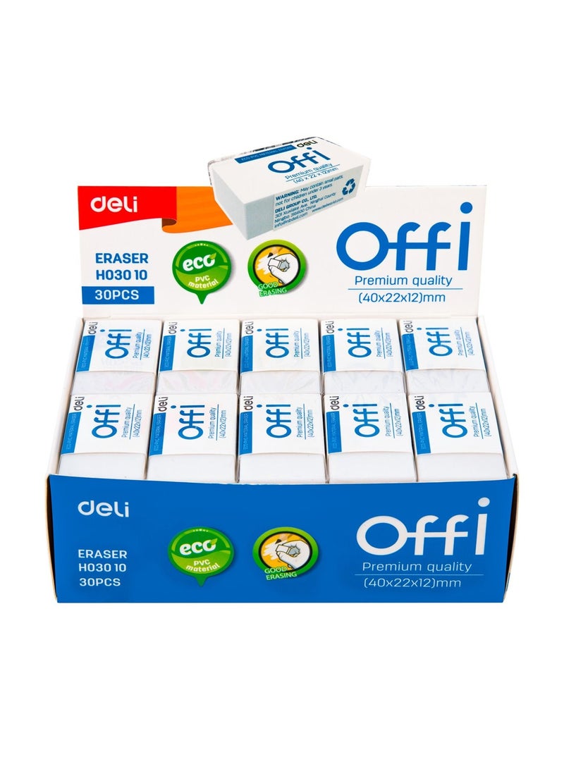 Deli 30-Piece Office Pencil Erasers - Image 1