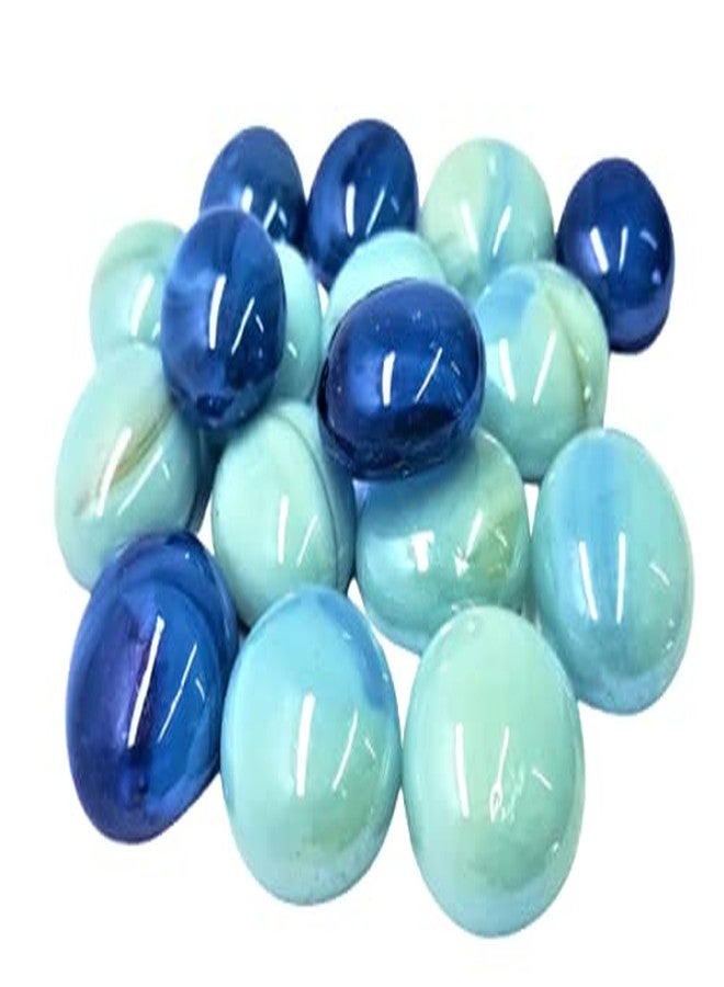OMI Mixed Blue and White (Blue) Opaque Round Glass Pebbles, Vase fillers Stone, Bead for Decorative vase, Fountain, Table, Aquarium (400g - Approx 50 Pieces) - Image 2
