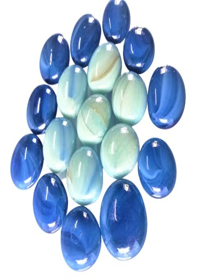 OMI Mixed Blue and White (Blue) Opaque Round Glass Pebbles, Vase fillers Stone, Bead for Decorative vase, Fountain, Table, Aquarium (400g - Approx 50 Pieces) - Image 1
