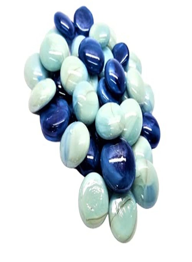 OMI Mixed Blue and White (Blue) Opaque Round Glass Pebbles, Vase fillers Stone, Bead for Decorative vase, Fountain, Table, Aquarium (400g - Approx 50 Pieces) - Image 3