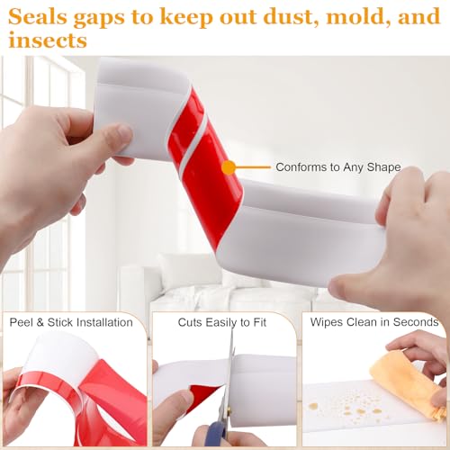 Nayotaa Self-Adhesive Flexible Baseboard Molding Trim – 20 Ft Vinyl Wall Base for Curved Walls and Uneven Floors, Protect or Decorate Apartment, Kitchen, Bathroom Walls, Waterproof Peel and Stick Installation - Image 4