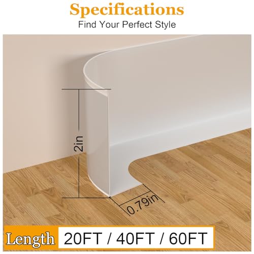 Nayotaa Self-Adhesive Flexible Baseboard Molding Trim – 20 Ft Vinyl Wall Base for Curved Walls and Uneven Floors, Protect or Decorate Apartment, Kitchen, Bathroom Walls, Waterproof Peel and Stick Installation - Image 5
