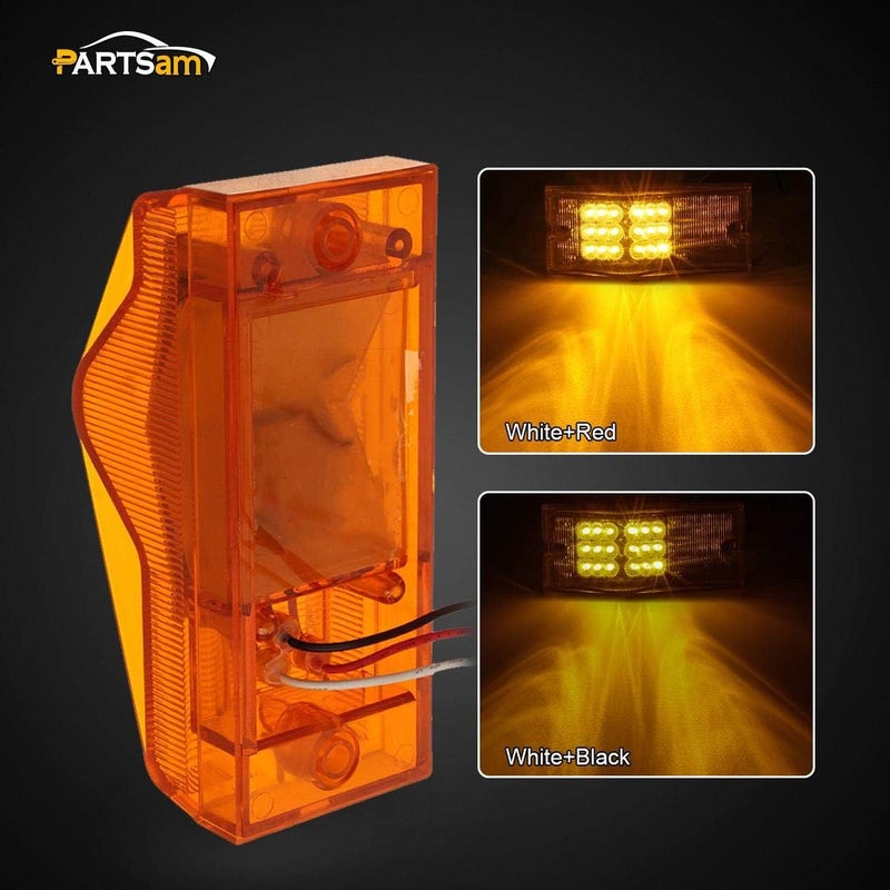 Partsam 18 LED Trailer Bus Mid Turn Signal Marker Light (amber) Side Mount P/T/C Light Clearance with Reflector Replacement for Freightliner Sleepers Side Marker/Turn Signals, 3 wires - Image 5