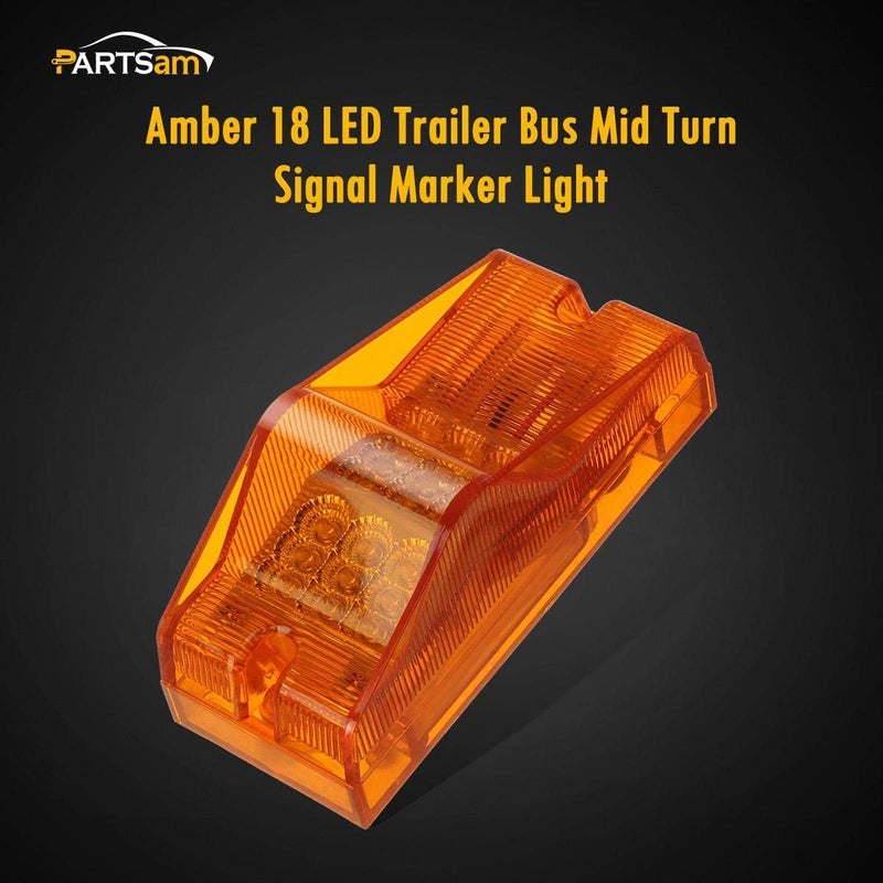 Partsam 18 LED Trailer Bus Mid Turn Signal Marker Light (amber) Side Mount P/T/C Light Clearance with Reflector Replacement for Freightliner Sleepers Side Marker/Turn Signals, 3 wires - Image 2