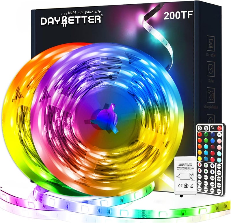 DAYBETTER Led Strip Lights 200ft, RGB Led Light Strip with 44 Keys Remote Controller, Color Changing Led Lights for Bedroom 100 ft of 2 Rolls - Image 1