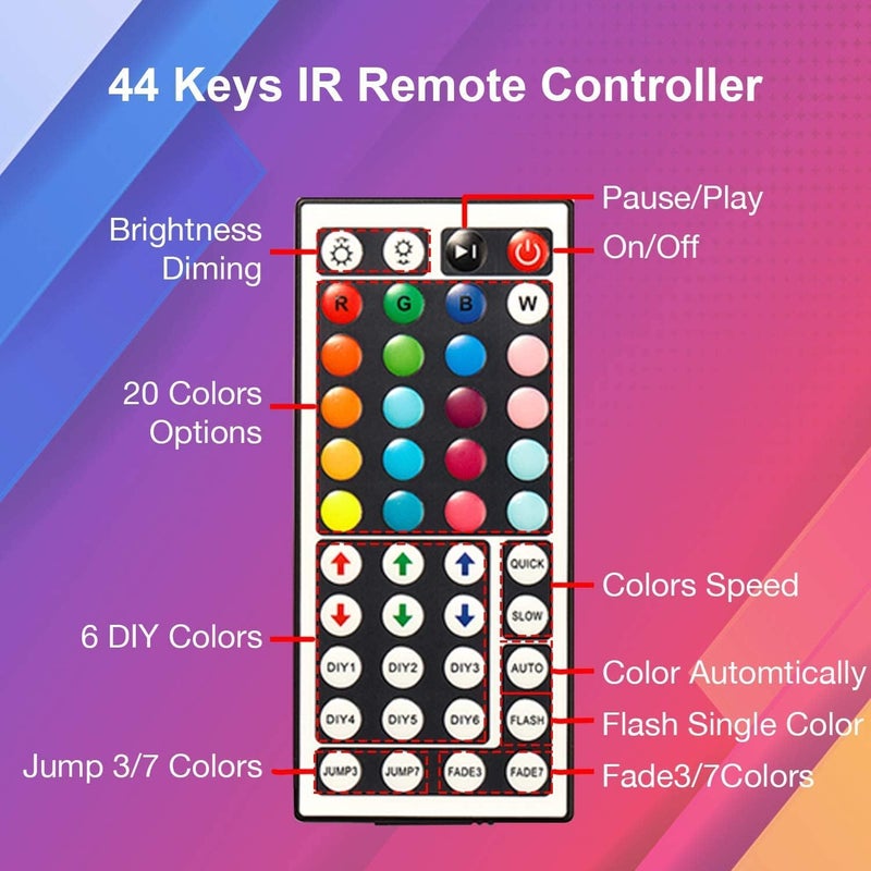 DAYBETTER Led Strip Lights 200ft, RGB Led Light Strip with 44 Keys Remote Controller, Color Changing Led Lights for Bedroom 100 ft of 2 Rolls - Image 5