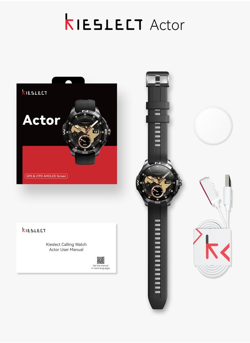 KIESLECT - Smart Calling Watch Actor with Ceramic Bezel, 1.6" LTPO AMOLED Display, GPS, 5 ATM Waterproof, Music Storage, 150+ Sport Modes, Compatible with iOS & Android - Image 1
