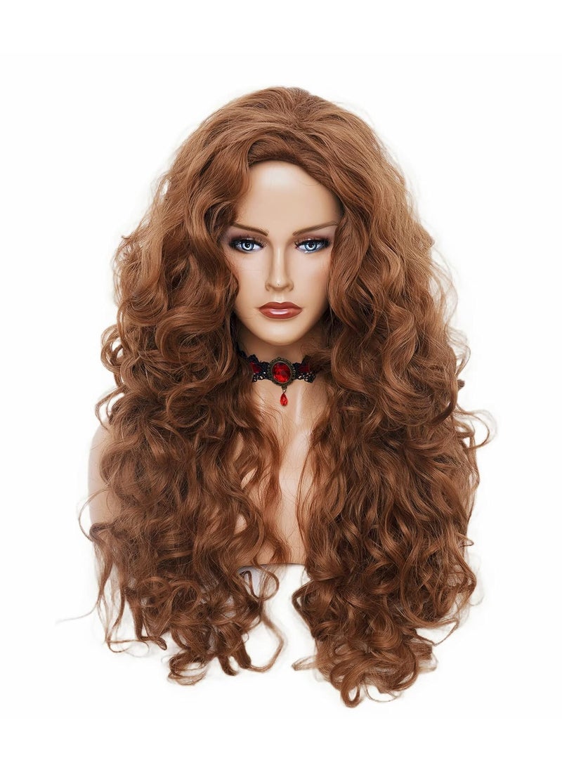 Rugelyss - Rugelyss Long Wavy Wigs 28 Inches Natural Ginger Synthetic Kinky Curly Hair Wig for Women or Cosplay(ginger) - Image 1