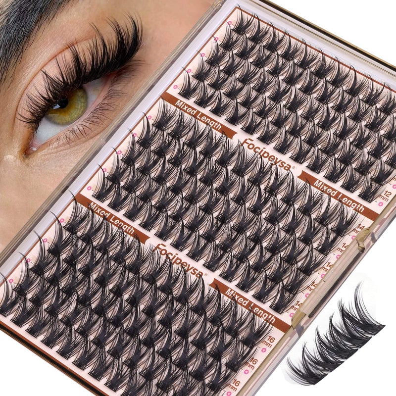 Focipeysa Wispy Lash Clusters Fairy Lashes 12-16mm Eyelashes Clusters Natural Look Lashes Extensions Salon Effect Individual Eyelash Extensions DIY Lash Extension at Home - Image 1