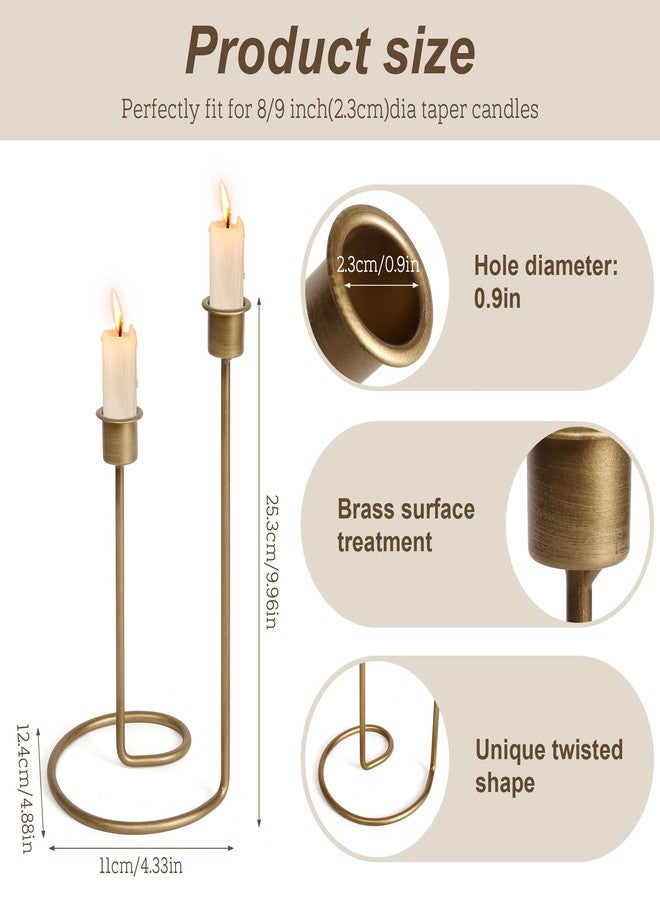SUJUN Modern Twisted Metal Candle Holder, Gold Taper Candlestick Centerpiece for Table Décor, Wedding, Holiday & Housewarming Gift - Image 3
