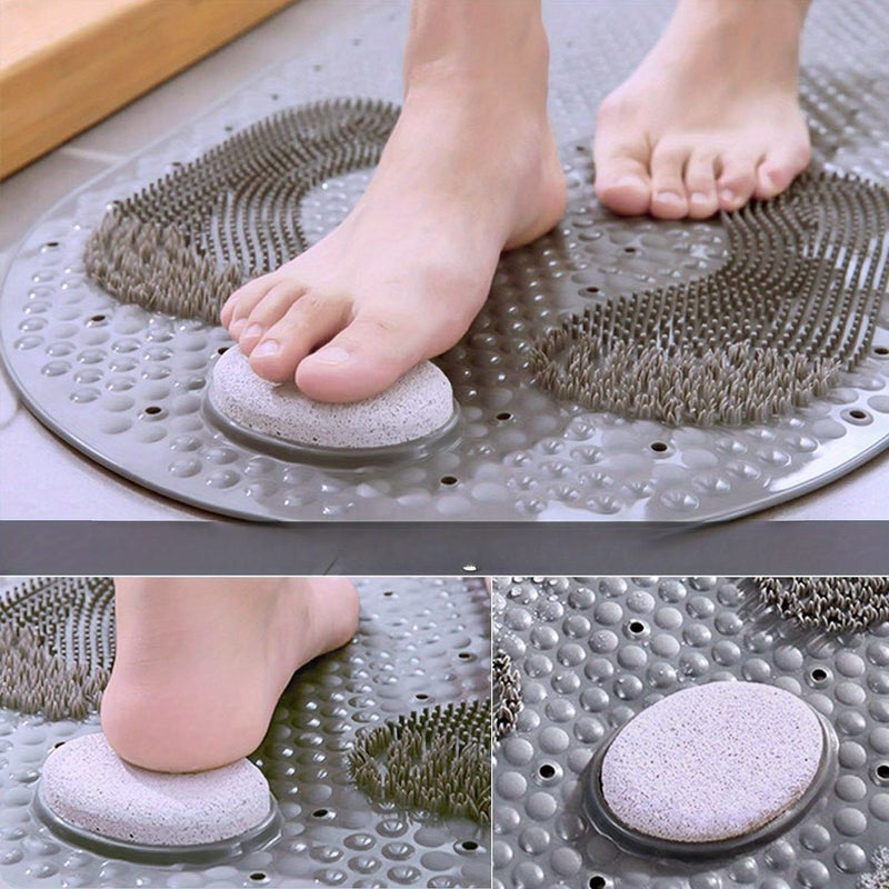 Blue Frosted Shower Pad Oval Bathtub Mat with Anti Slip Suction Cup Drainage Hole Foot Massage Multi Functional Household Bathroom Anti Slip Mat - Image 5