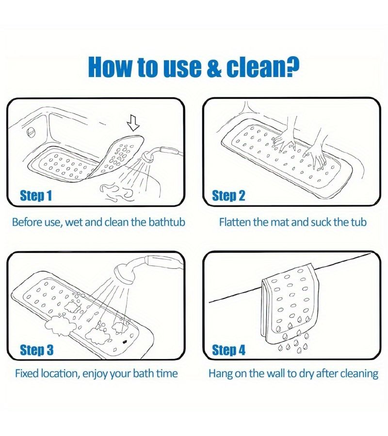Blue Frosted Shower Pad Oval Bathtub Mat with Anti Slip Suction Cup Drainage Hole Foot Massage Multi Functional Household Bathroom Anti Slip Mat - Image 4