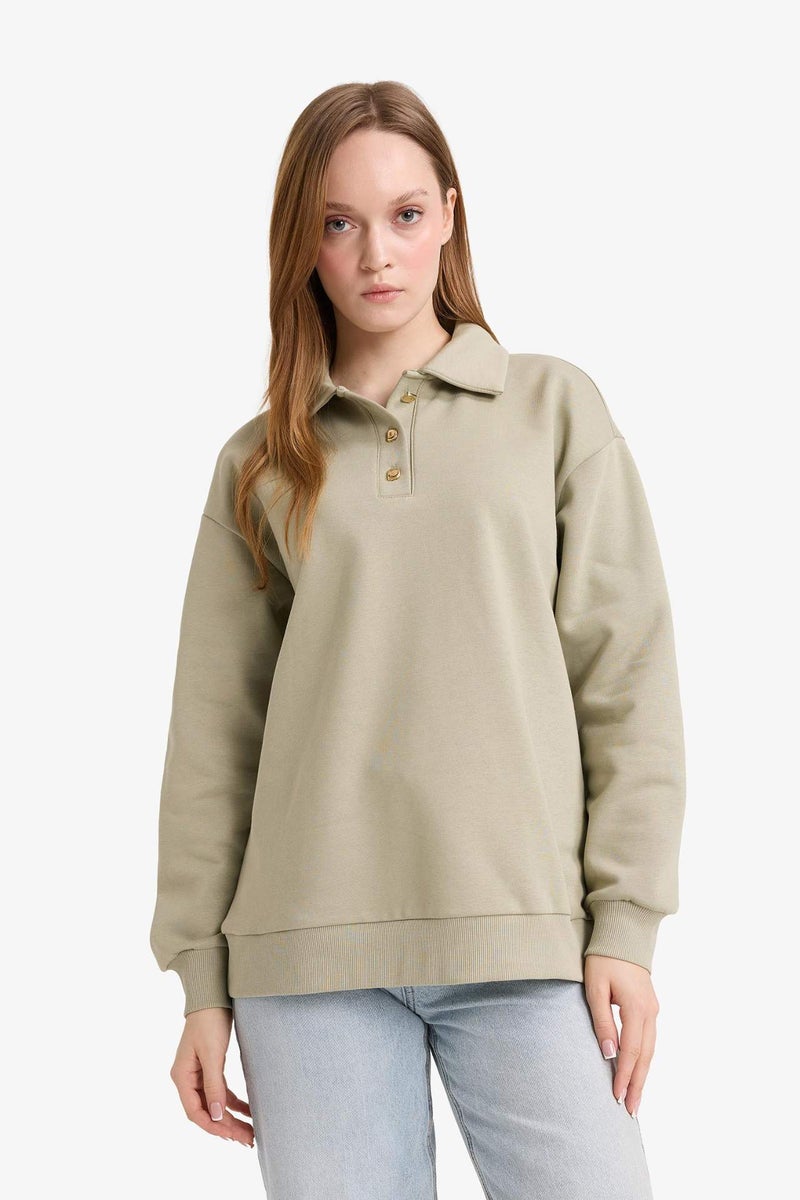 DeFacto Regular Fit Polo Neck Soft Inside Thick Fabric Tunic - Image 3