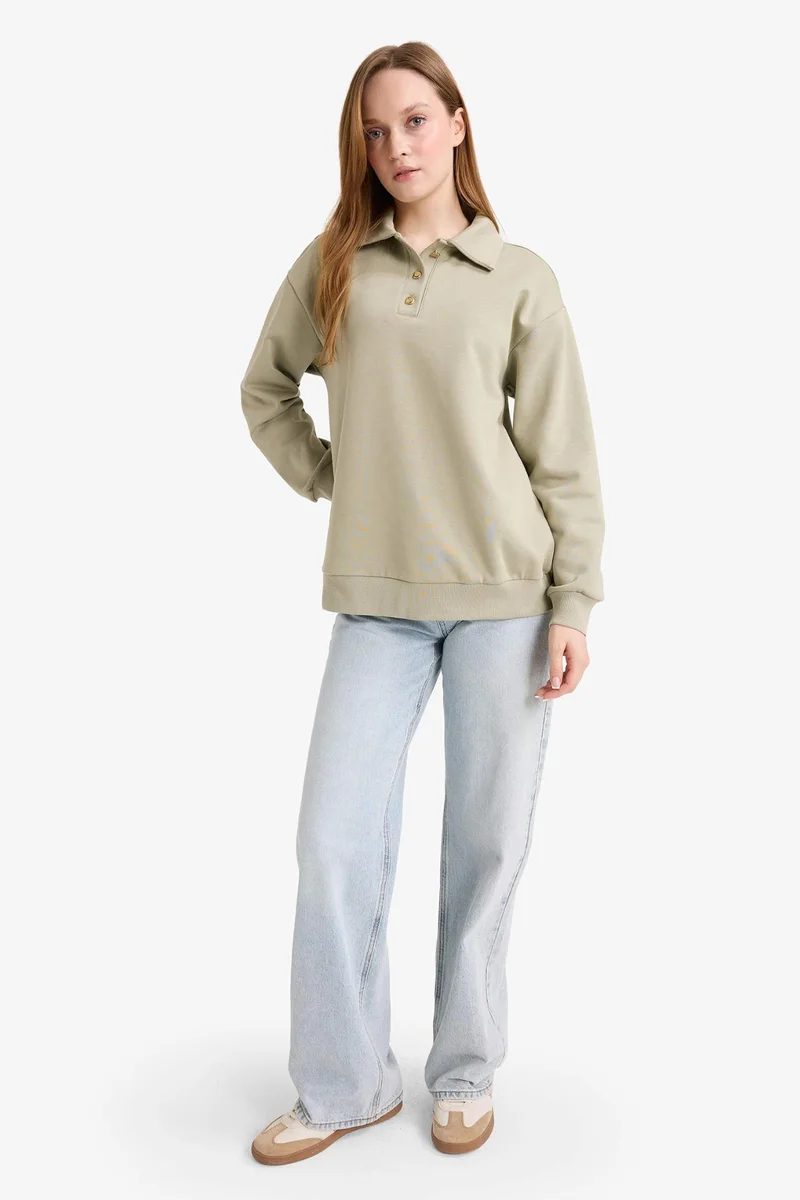 DeFacto Regular Fit Polo Neck Soft Inside Thick Fabric Tunic