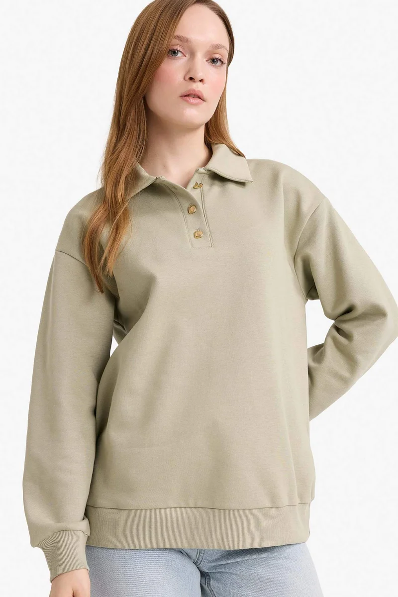 DeFacto Regular Fit Polo Neck Soft Inside Thick Fabric Tunic
