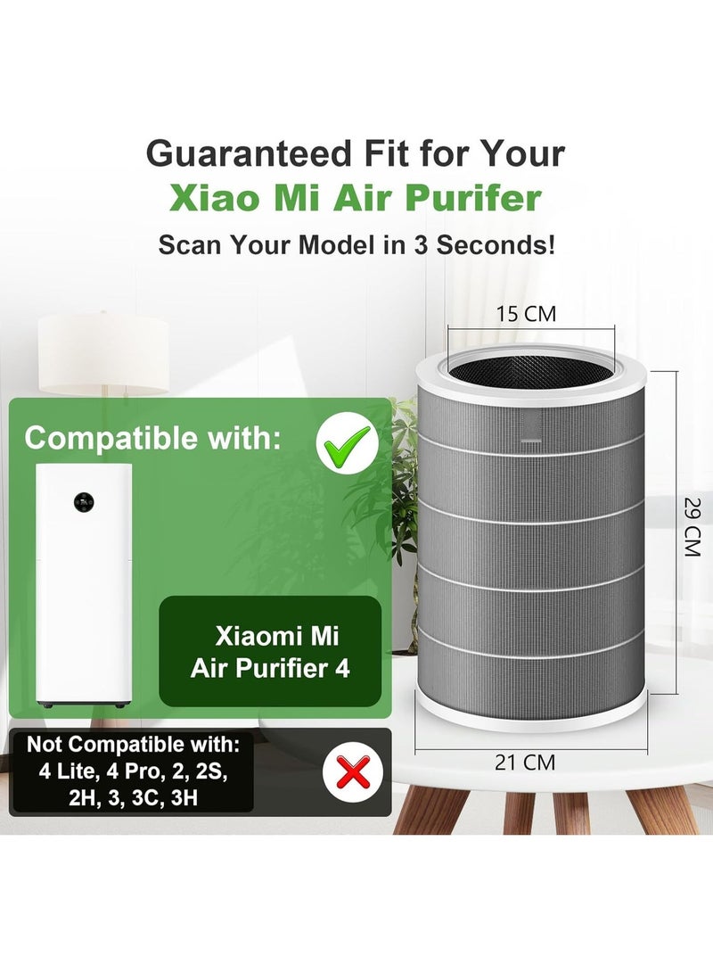 M.A&F's 2 Pack All-in-One Replacement Filter Set for Xiaomi Mi Smart Air Purifier 4 | True HEPA H13 + Activated Carbon | 3-Layer Filtration for Clean, Safe Air - Not for 4 Pro/4 Lite/4 Compact/Elite - Image 2