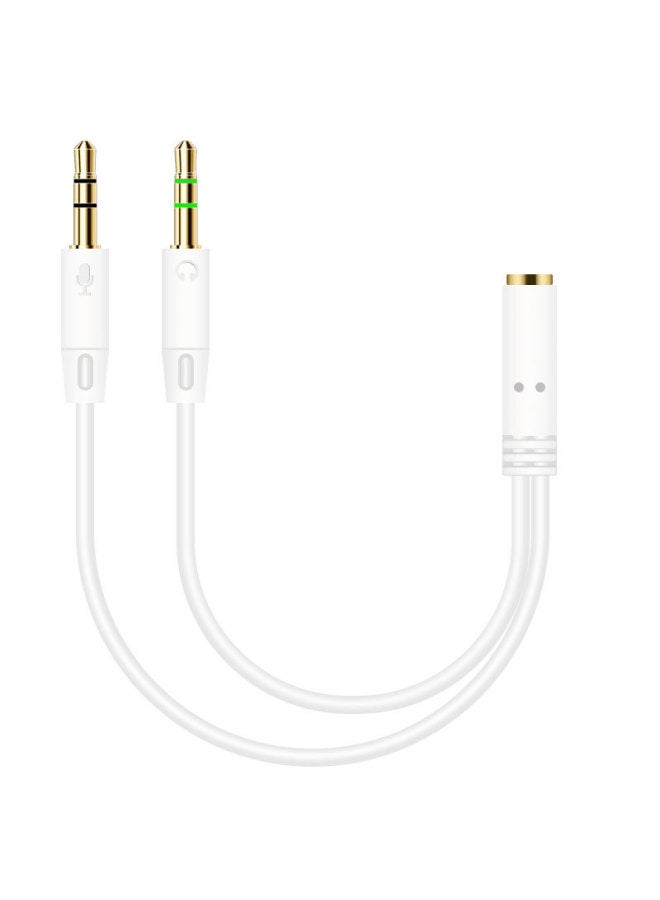Mobile Phone Headset With Microphone Two-in-one Adapter Desktop Computer Headset Audio Cable Two-in-one Microphone Adapter-Color:White  - Image 1