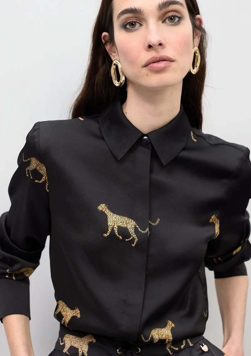 Lola Casademunt Satin Leopard Print Shirt