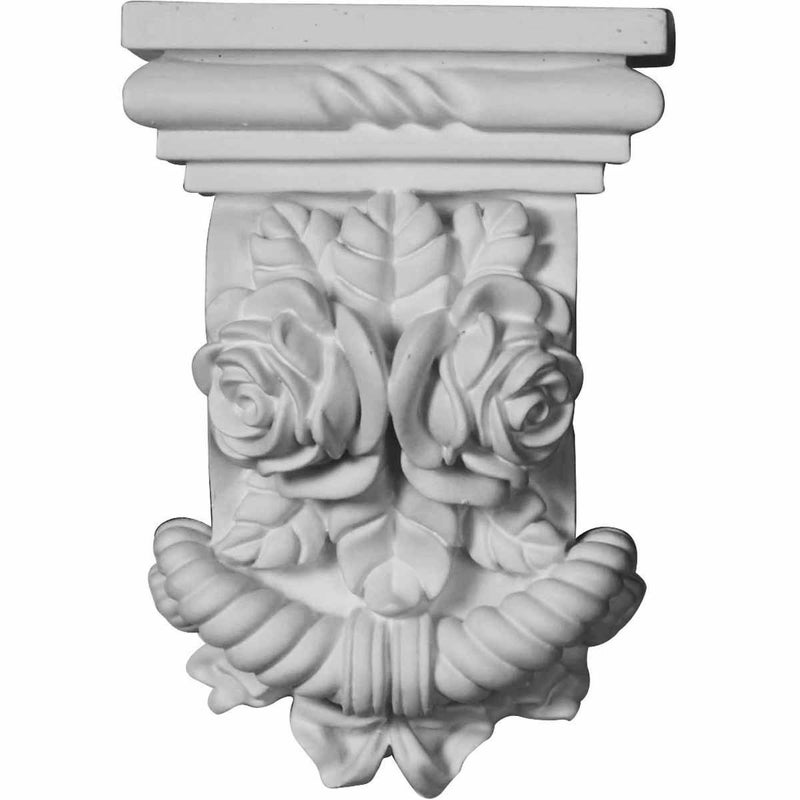 Ekena Millwork Endurathane Rose Corbel, 3 7/8"W x 2 1/4"D x 5 3/4"H, Factory Primed - Image 3