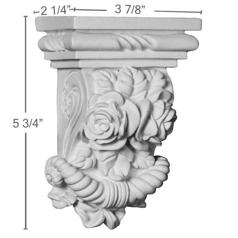 Ekena Millwork Endurathane Rose Corbel, 3 7/8"W x 2 1/4"D x 5 3/4"H, Factory Primed - Image 2