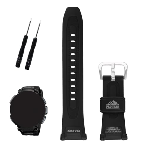 XIW Compatible for 10631626 Casio Proterk PRG-240 PRG-40 Pro terk Resin Watch Band Replacement for men Wirstband Strap women Bracelet, Silver Buckle - Image 1