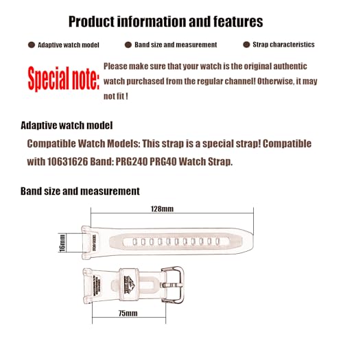 XIW Compatible for 10631626 Casio Proterk PRG-240 PRG-40 Pro terk Resin Watch Band Replacement for men Wirstband Strap women Bracelet, Silver Buckle - Image 2