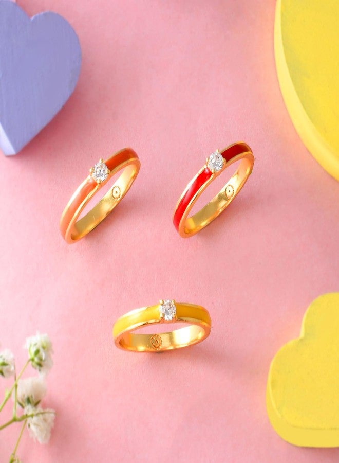 VOYLLA Valentine's Day Studded Enamel Stackable Rings, Gift For Her, Valentines Gift For Her - Image 2