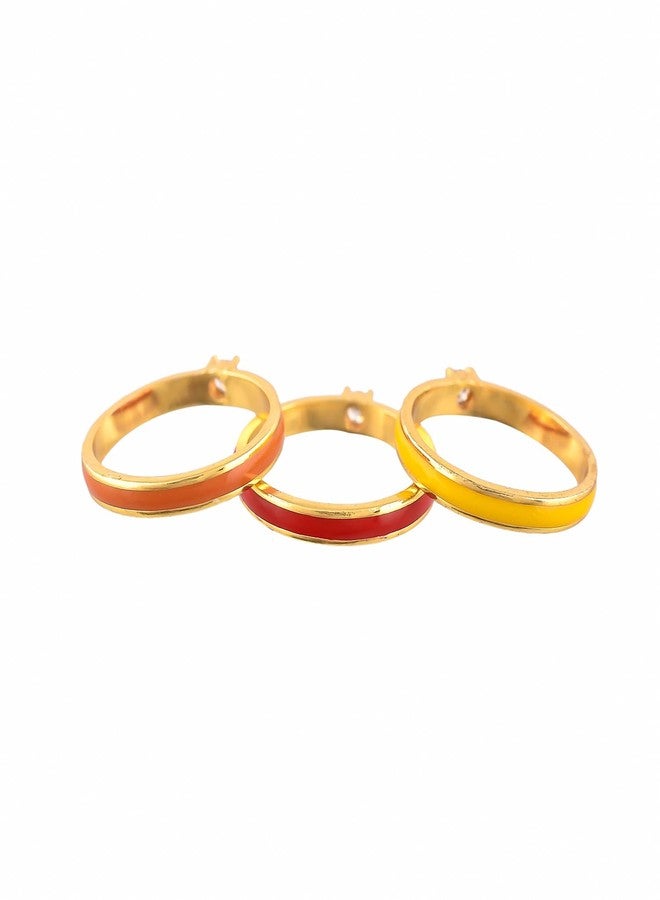 VOYLLA Valentine's Day Studded Enamel Stackable Rings, Gift For Her, Valentines Gift For Her - Image 5
