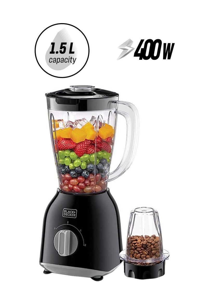BLACK+DECKER Blender With Grinder And Mills 1.5 L 400 W BX365J-B5 Black - Image 1
